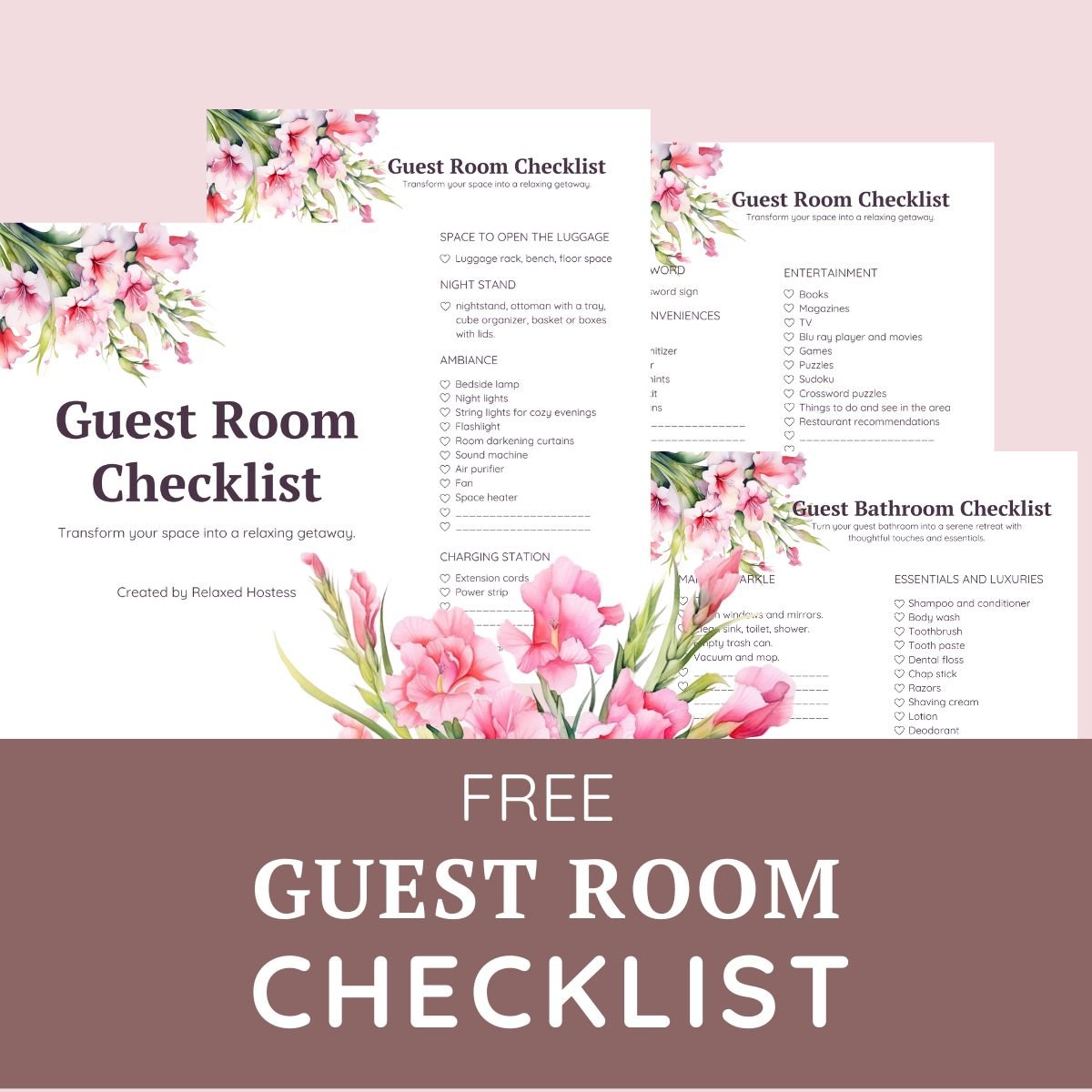 Free guest room checklist printable pdf.