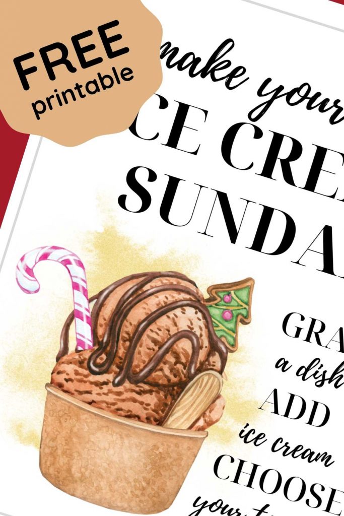 Free Christmas Ice Cream Sundae Bar Printable