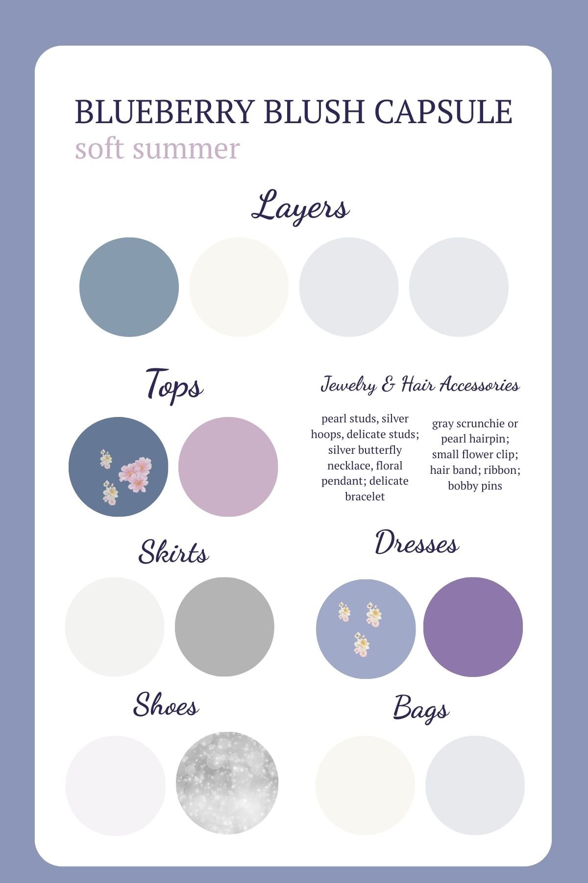 Blueberry Blush: weekend capsule for soft summer color palette