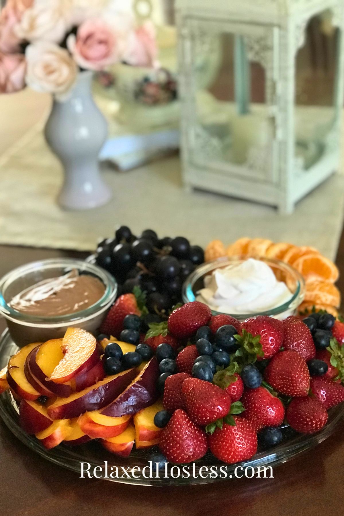fruit platter for overnight guests Fruit platter with dip.