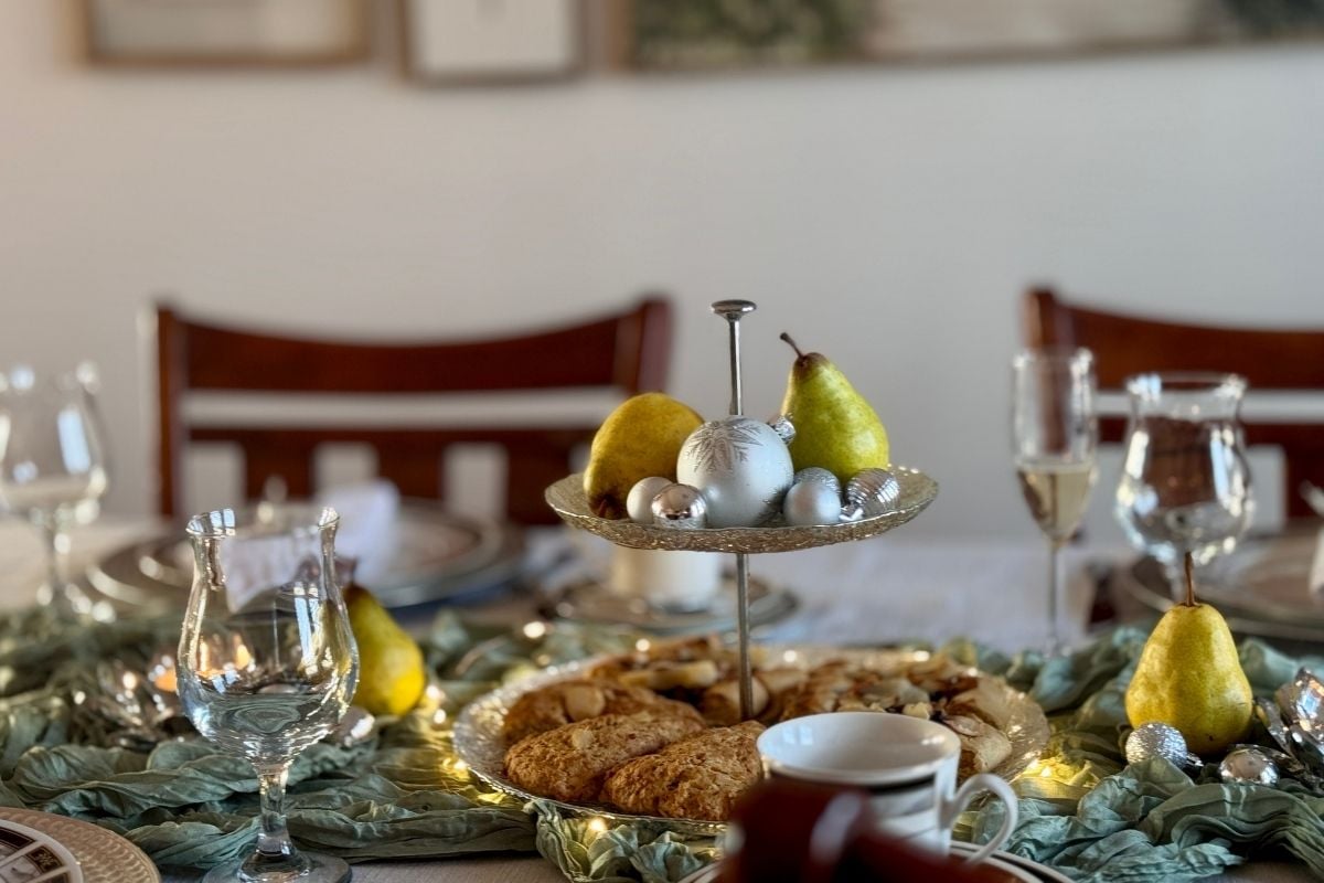 Elegant Christmas Tea Party (1) Pear Themed Christmas Tablescape.