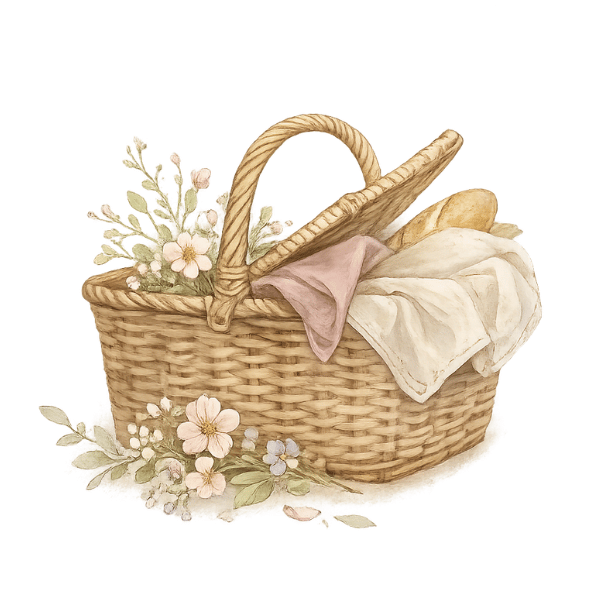 Watercolor basket icon representing cottage moments