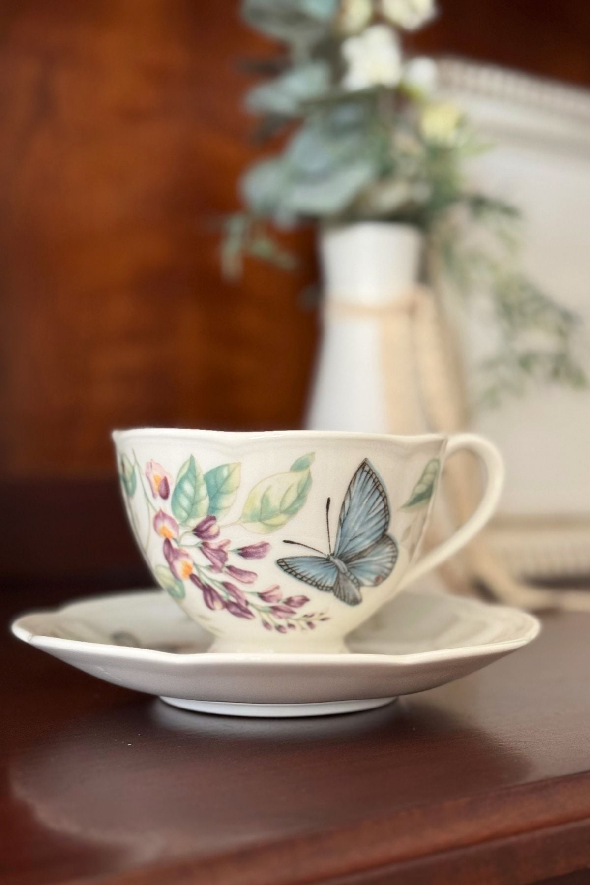 A butterfly tea cup