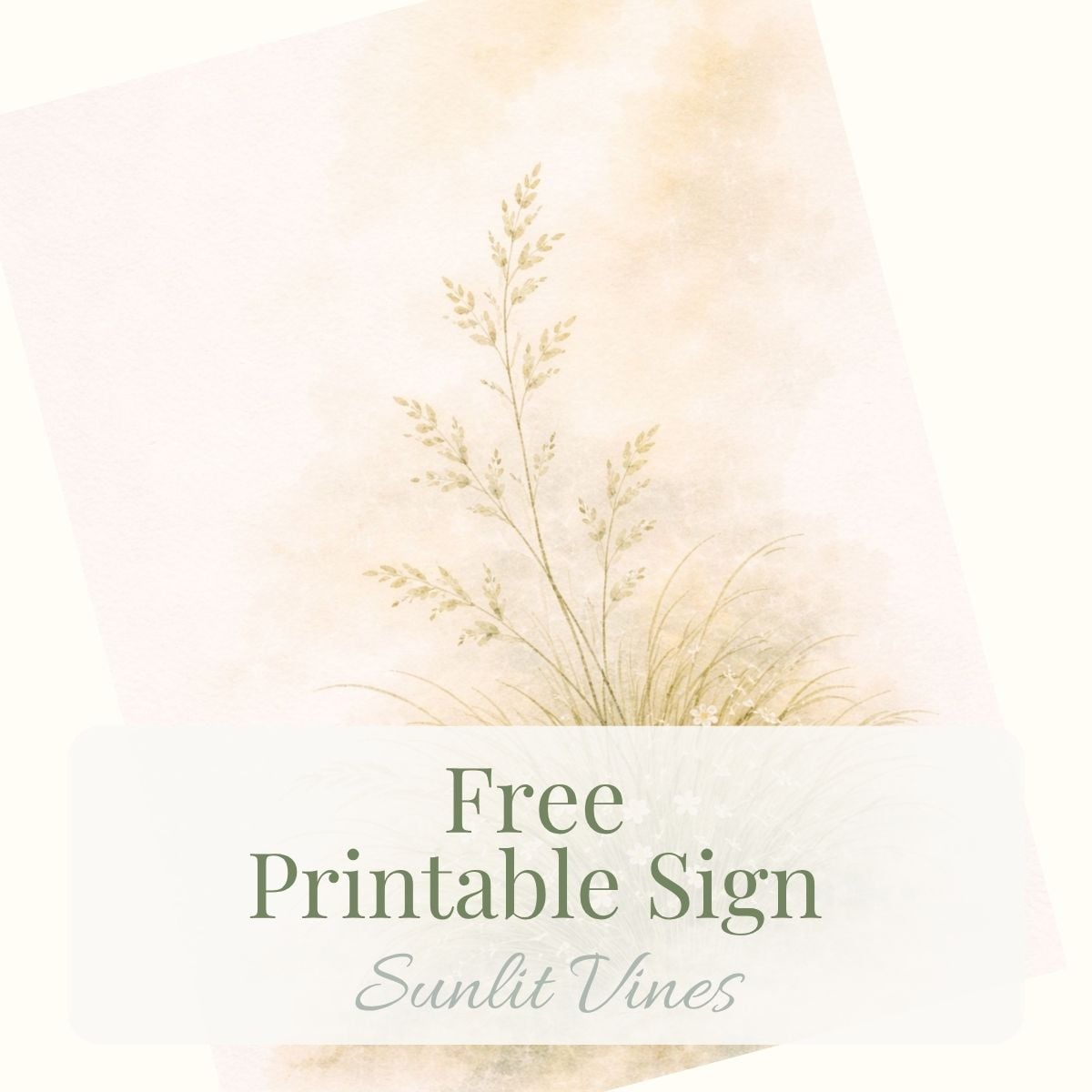 Free printable botanical sign of sunlit vines