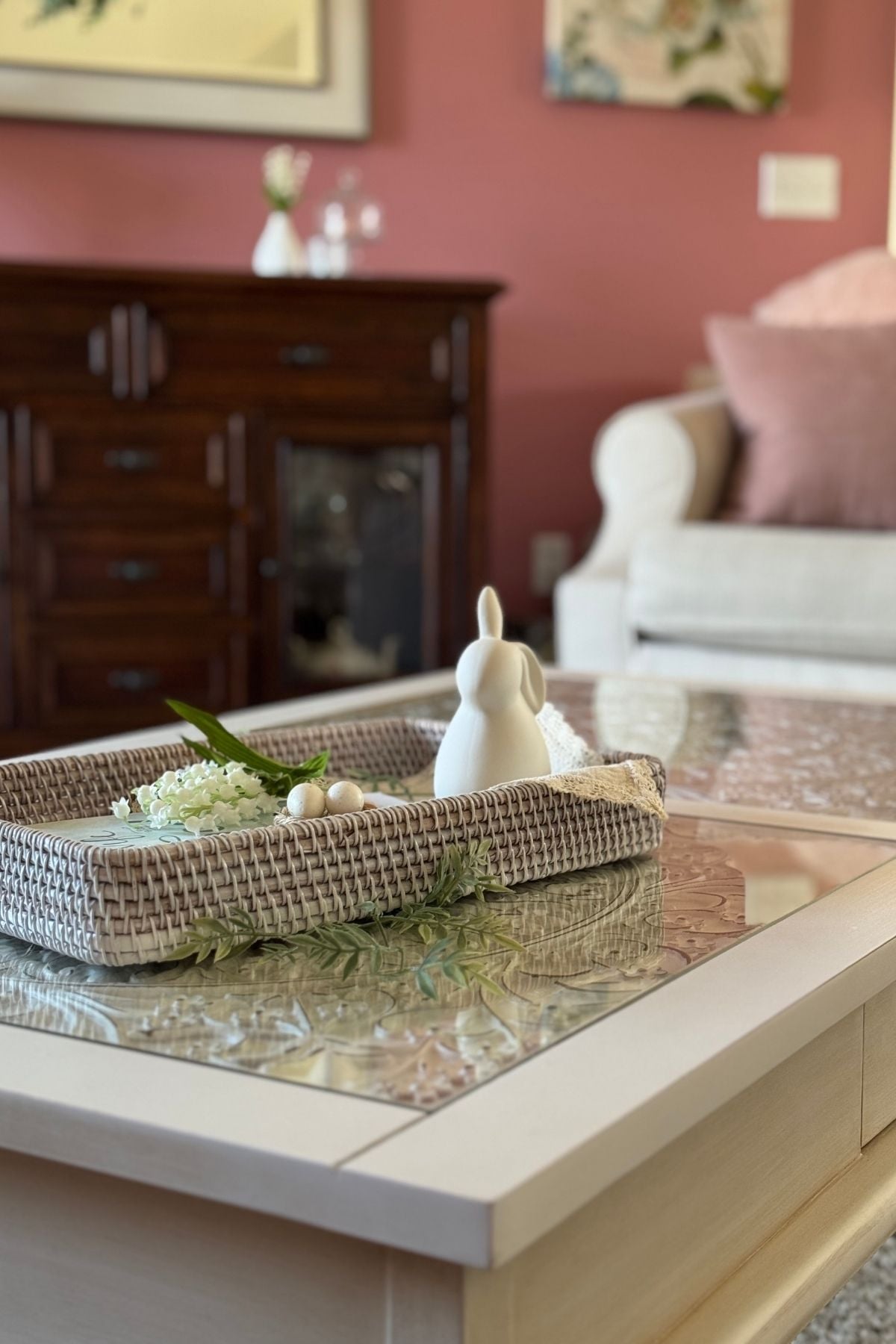 storybook-cottage-coffee-table Simple spring coffee table styling with books, greenery, and cottage-inspired decor