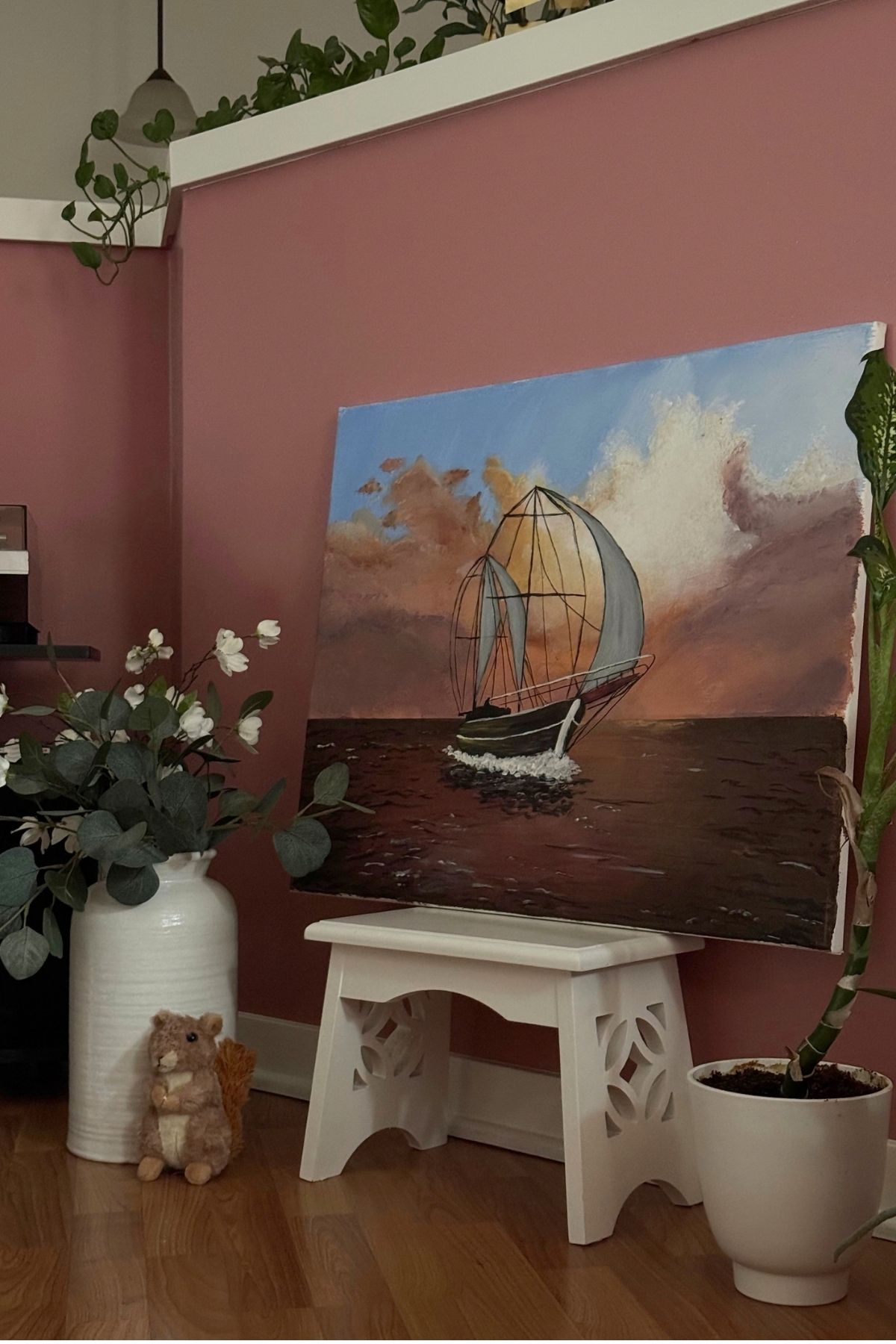 autumn art sailboat Art corner with a sailboat painting
